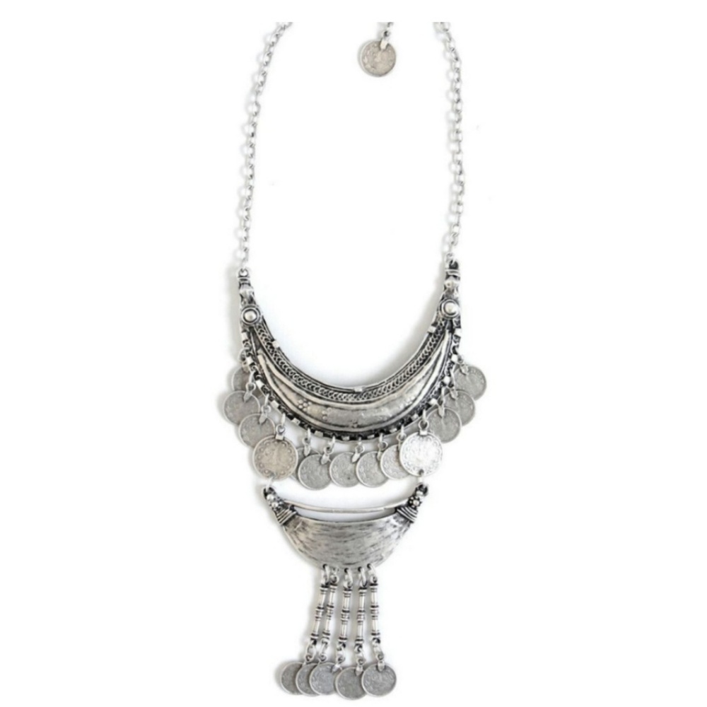 "New" Bohemian tiered coin necklace